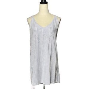 Blue and White Striped Nautical Vibe Sleeveless V-Neck Dress (Size: XS)